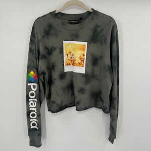 Polaroid‎ Tie Dye Cropped Sweatshirt Floral Field Graphic Long Sleeve Medium